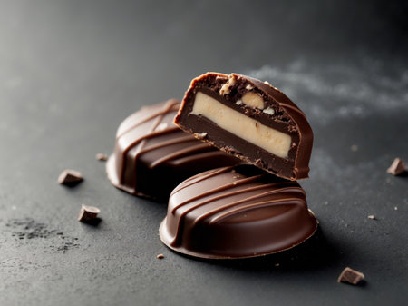 Indulge in the rich, decadent flavors of these chocolate candies. Featuring a creamy filling and exquisite chocolate coating, these treats are perfect for any occasion, enjoyの素材