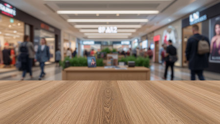 Image features a wooden surface overlay in front of a blurred indoor scene, with abstract lines and shapes defining the indoor space warm color palette.の素材