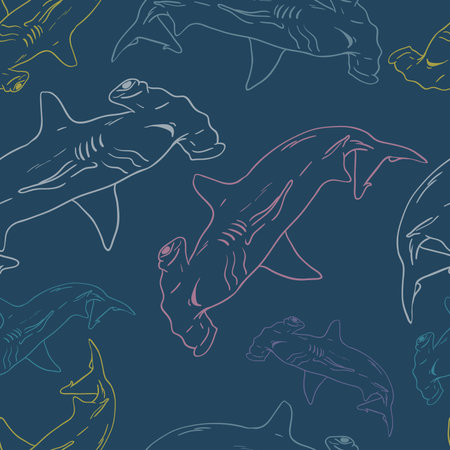 Hammerhead Shark Seamless Vector Patternのイラスト素材