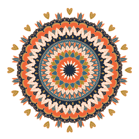 Mandala Pattern. Round Ornament Pattern. Vintage decorative elements. Hand drawn background. Islam, Arabic, Indian motifs.のイラスト素材