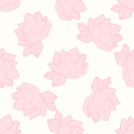 Treasures from Japan. Hand drawn seamless vector pattern with origami flower.のイラスト素材