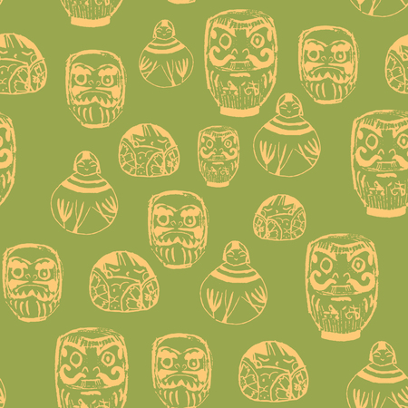 Treasures from Japan. Hand drawn seamless vector pattern with cute traditional objects.のイラスト素材