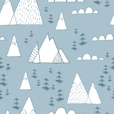 Scandinavian style abstract seamless vector pattern. Happy holidaysのイラスト素材