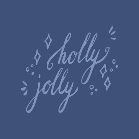 Hand drawn lettering set for Christmas and New Year postcards and gift tagsのイラスト素材