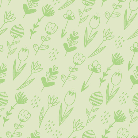 Spring flowers seamless vector patternのイラスト素材