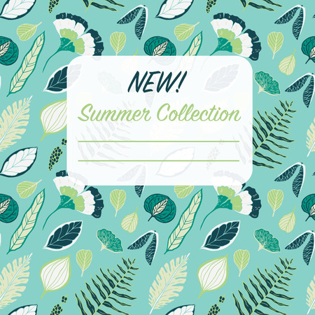 Trendy spring design. Hand drawn flyer with leaves and nature elementsのイラスト素材