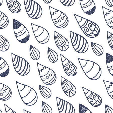 Summer rain. Happy seamless vector pattern with hand drawn raindropsのイラスト素材