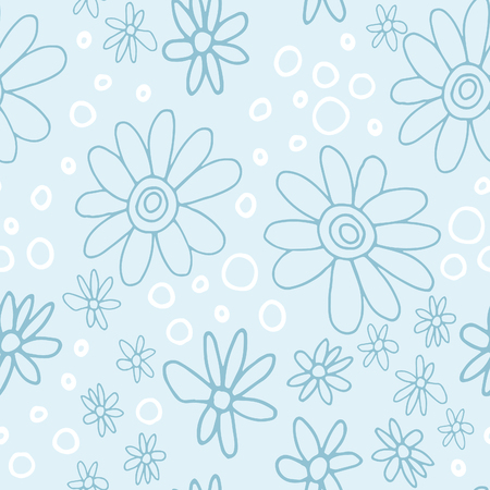 Cute and trendy floral seamless pattern with tulips, poppy flowers and berriesのイラスト素材