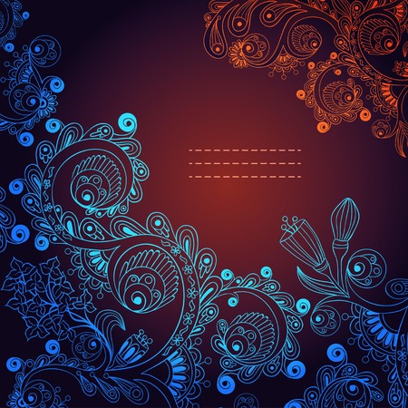 Vector floral decorative background. Template frame design for card with place for your text.のイラスト素材