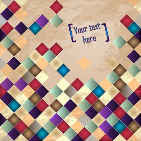 Retro vector background. Colorful mosaic banner. Repeating geometric tiles with colored  rhombus.のイラスト素材
