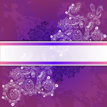Vector floral decorative background. Template frame design for card with place for your text.のイラスト素材