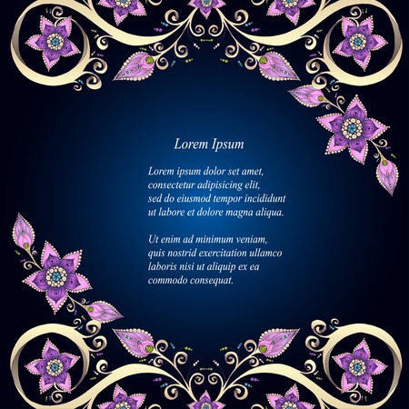Decorative floral background with flowers. Retro flowers vector illustration. Perfect for invitations or announcements.のイラスト素材