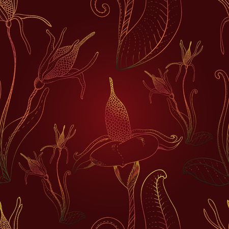 Colored art vector rose pattern.  Fabric texture. Floral vintage design.のイラスト素材