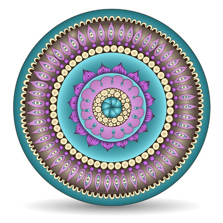 Mandala. Round Ornament Pattern. Ornamental Flowers. Vector set with abstract floral elements in indian styleのイラスト素材