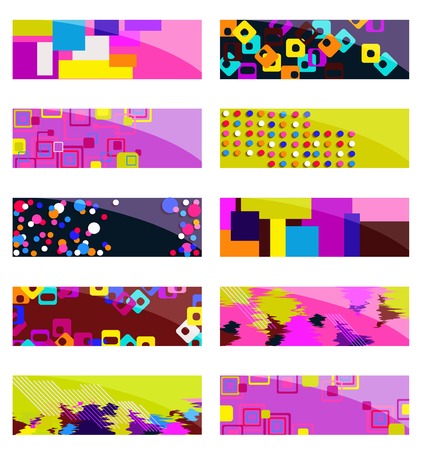 Abstract various 10 colorful header set collection vector design. organized in groups for easy editing.のイラスト素材