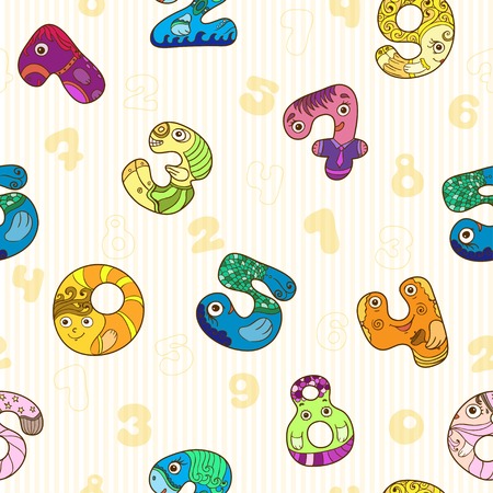 Seamless pattern with colorful funny figures のイラスト素材