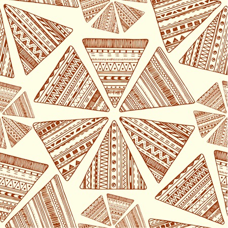 Seamless triangle pattern. Vector  tribal ethnic background. Geometric abstract texture.  Used Clipping Mask for easy editing.のイラスト素材
