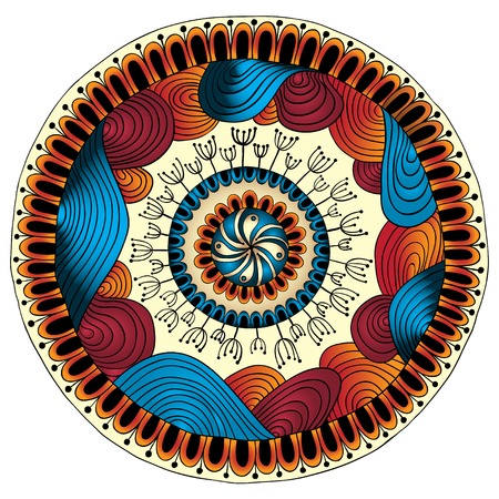 Mandala. Round Ornament Pattern. Ornamental Flowers. Vector set with abstract floral elements in indian styleのイラスト素材
