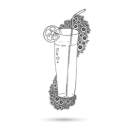 Wine Glass On The Doodle Circular Pattern Isolatedのイラスト素材