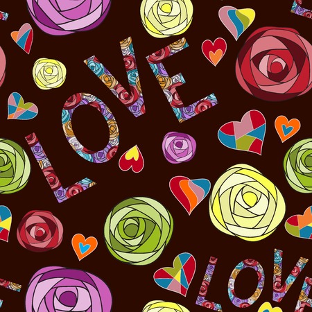 Colored art vector rose pattern.  Fabric texture. Floral vintage design.のイラスト素材