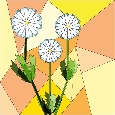 Floral background. Camomiles.のイラスト素材