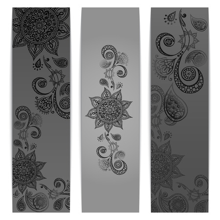 Abstract hand drawn ethnic pattern card set.のイラスト素材