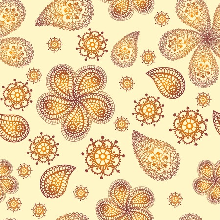 Ornamental colored seamless floral patternのイラスト素材