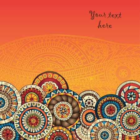 Vector floral decorative background. Template frame design for card with place for your text.のイラスト素材