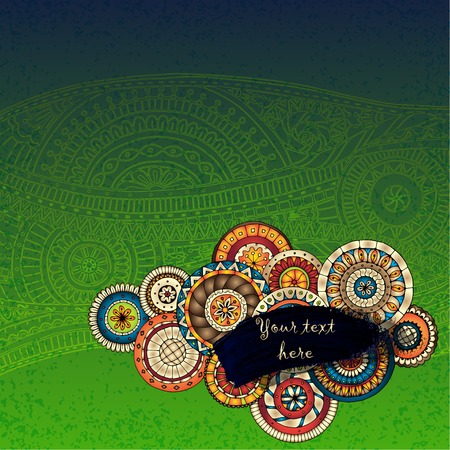 Vector floral decorative background. Template frame design for card with place for your text.のイラスト素材