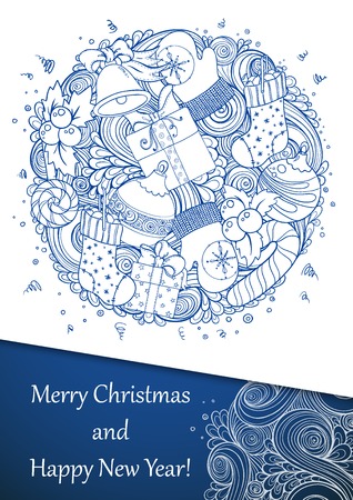 Merry Christmas holiday circle compositionのイラスト素材