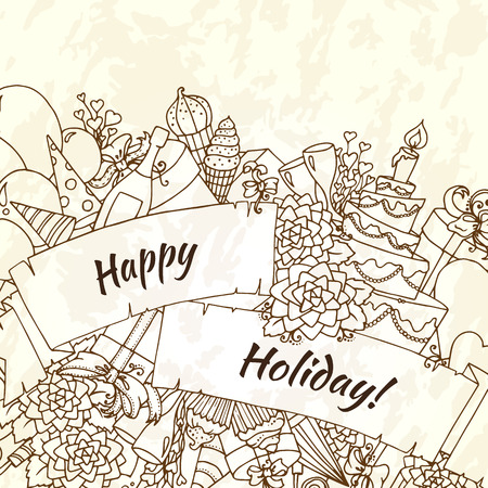 Vector sketch element for Happy Birthday Card.のイラスト素材