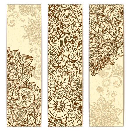 Abstract vector hand drawn ethnic grunge pattern card set. Series of image Template frame design for card.のイラスト素材