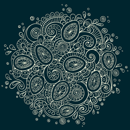 Ethnic floral doodle background pattern circleのイラスト素材
