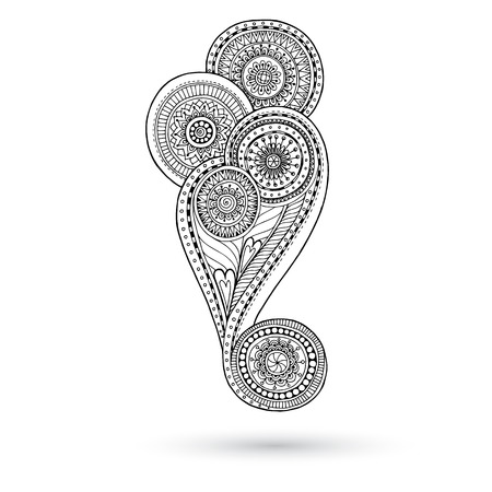 Henna Paisley Mehndi Doodles Abstract Floral Design Element.のイラスト素材