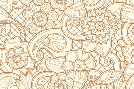 Seamless pattern with flowers and butterfly. Ornate zentangle seamless texture, pattern with abstract flowers. Floral pattern can be used for wallpaper, pattern fills, web page background.