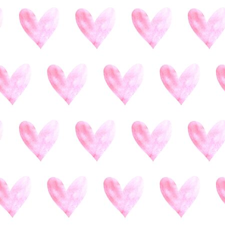 Seamless pattern with watercolor hearts. Romantic and love backgrounds and texture. For greeting cards, wrapping paper, packaging, wedding, birthday, fabric, textile, Valentines Day, mothers Dayの写真素材