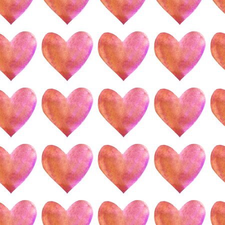 Seamless pattern with watercolor hearts. Romantic love hand drawn backgrounds texture. For greeting cards, wrapping paper, packaging, wedding, birthday, fabric, textile, Valentine's Day, mother's Day.の写真素材