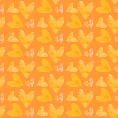 Seamless pattern with watercolor hearts. Romantic love hand drawn backgrounds texture. For greeting cards, wrapping paper, packaging, wedding, birthday, fabric, textile, Valentine's Day, mother's Day.の写真素材