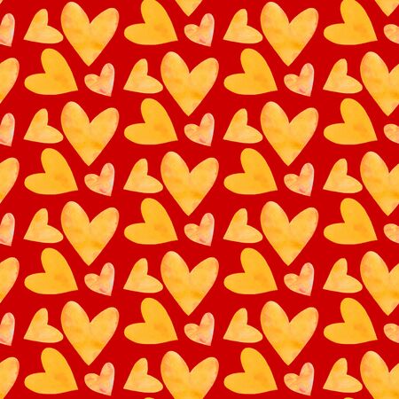 Seamless pattern with watercolor hearts. Romantic love hand drawn backgrounds texture. For greeting cards, wrapping paper, packaging, wedding, birthday, fabric, textile, Valentine's Day, mother's Day.の写真素材