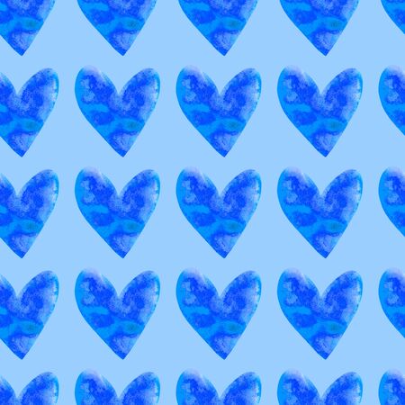 Seamless pattern with watercolor hearts. Romantic love hand drawn backgrounds texture. For greeting cards, wrapping paper, packaging, wedding, birthday, fabric, textile, Valentine's Day, mother's Day.の写真素材