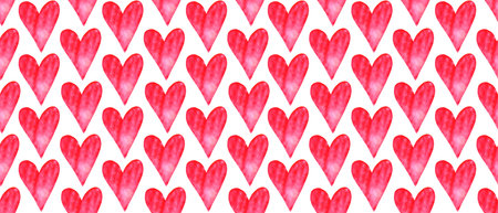 Backgrounds, textures, frames, seamless patterns of red pink blue black watercolor hearts. Hand...