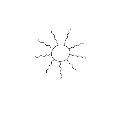 Sun, star, planet, space object. Design element, icon on the theme of the night sky, UFO, space. Doodle vector simple primitive illustration.のイラスト素材