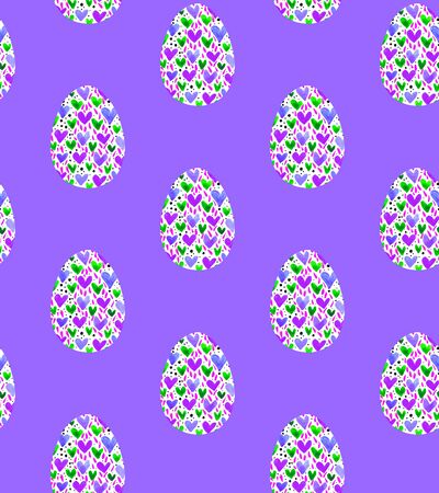 Seamless pattern, backgrounds, textures of multi colored abstract Easter eggs. Watercolor decorative drawing.の写真素材