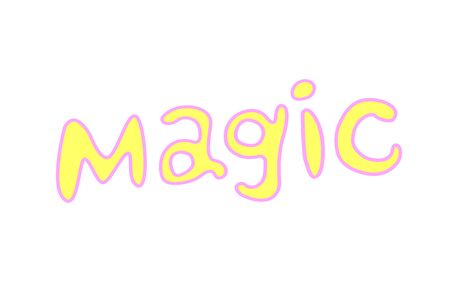 Magic - Vector hand written text yellow. Card, congratulation, greeting. Party poster advertising banner placard design template.のイラスト素材