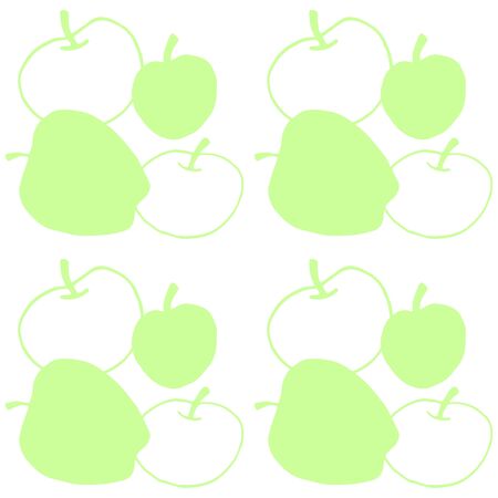 Apples seamless vector color pattern. Outline doodle. Repeating print. Perfect for back to school, apple picking, food packaging, kitchen textiles.のイラスト素材
