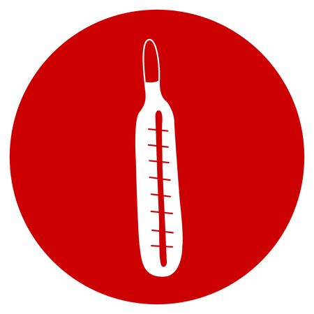 Vector medical red icon. Healthcare design. Mercury thermometer icon. Outline doodle.のイラスト素材