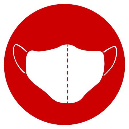 Vector medical mask red icon. Healthcare design. Simple hand drawn illustration.のイラスト素材