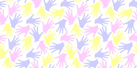 Seamless pattern with palm prints. Symbol of racial and national equality, friendship, happy childhood, world peace, unity of peoples and globalization.のイラスト素材