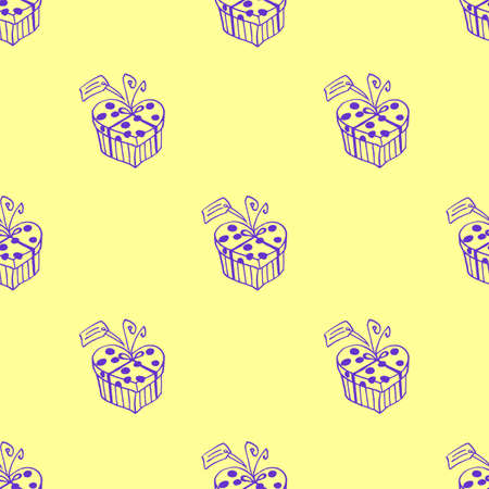 Seamless pattern with gift boxes and hearts.の写真素材