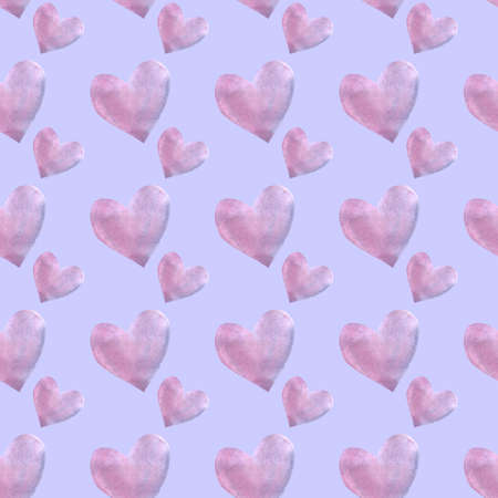 Seamless pattern with watercolor hearts. Romantic love hand drawn backgrounds texture. For greeting cards, wrapping paper, packaging, wedding, birthday, fabric, textile, Valentine's Day, mother's Day.の写真素材